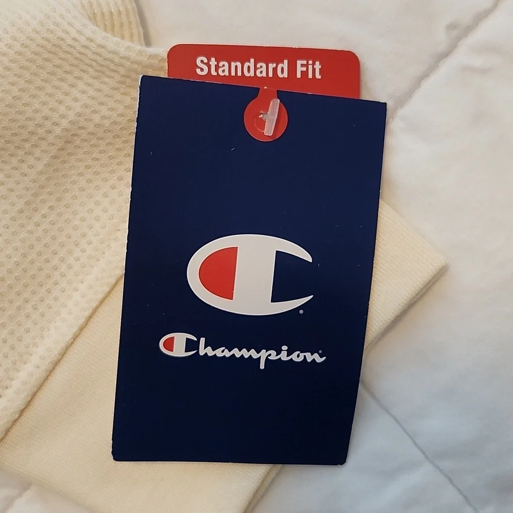 Champion Waffle Hoodie, Cream, Off White, Medium - Picture 4 of 5